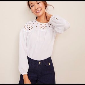 Ann Taylor - NWOT - Floral Eyelet Yoke Top